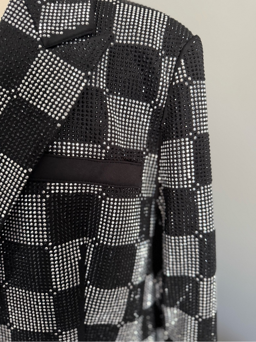 Akira Black & Silver Sequin Checkerboard Blazer - Picture 5 of 6